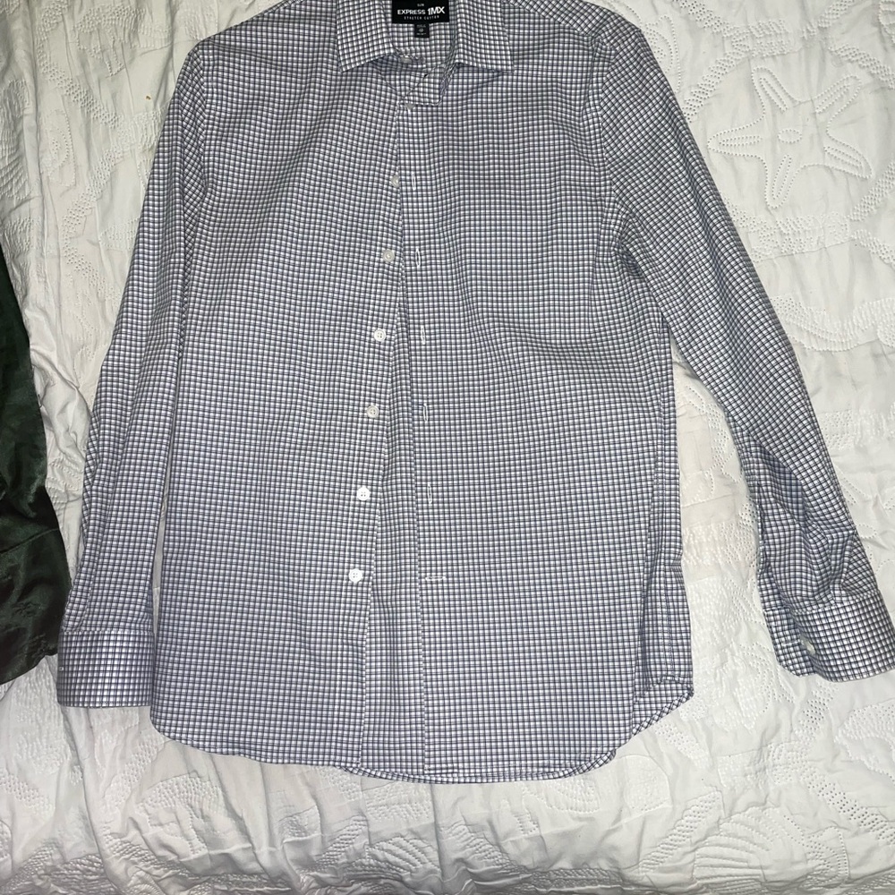Express Black and White Casual Button Down Shirt